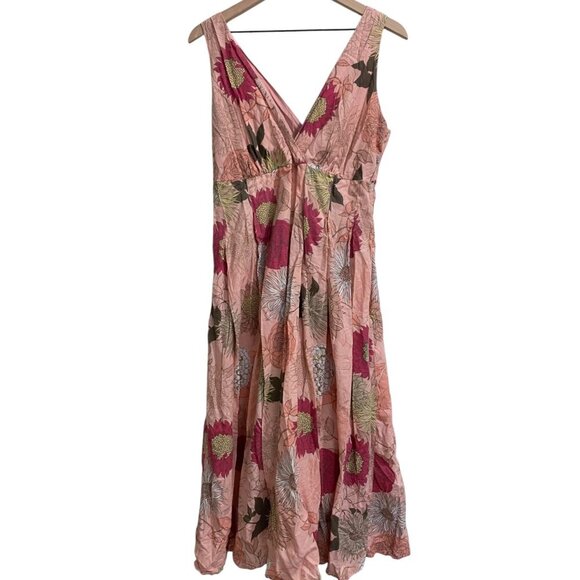 A.N.A. Botanical Print Cotton Dress Lined V-Neck Size 16 - Picture 4 of 5